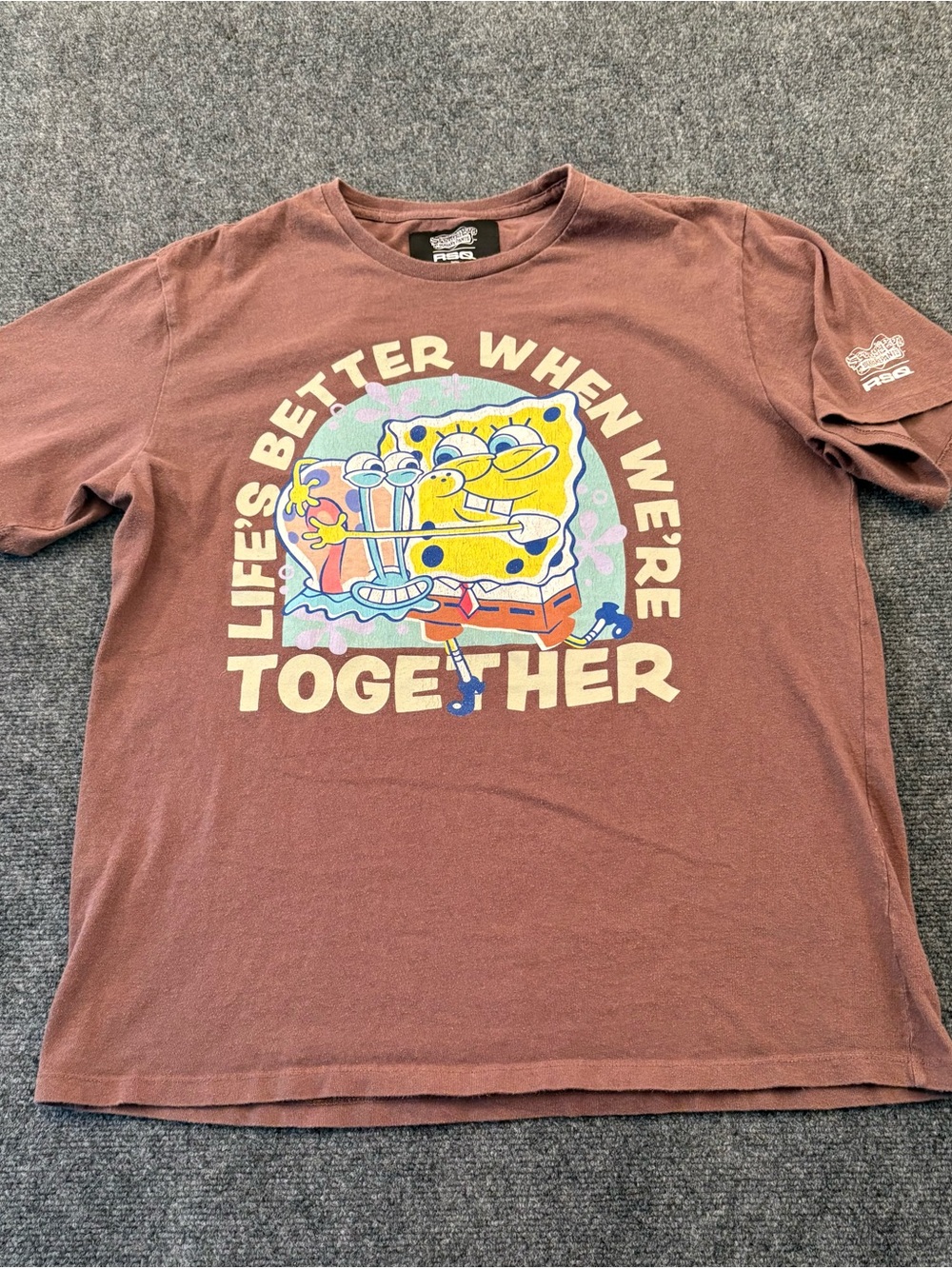 RSQ x SpongeBob Men’s Large Brown Washed Graphic T-Shirt